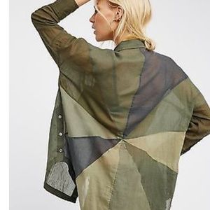 Free People ..Rainbow Rays button down shirt